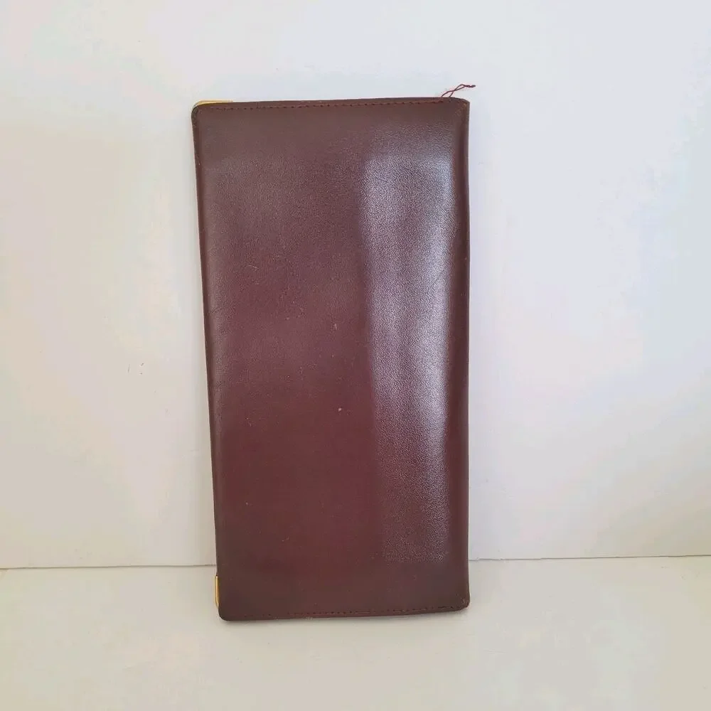 Cartier Vintage Bifold Leather Bordeaux Red Wallet Large Credit Card Bill Slim